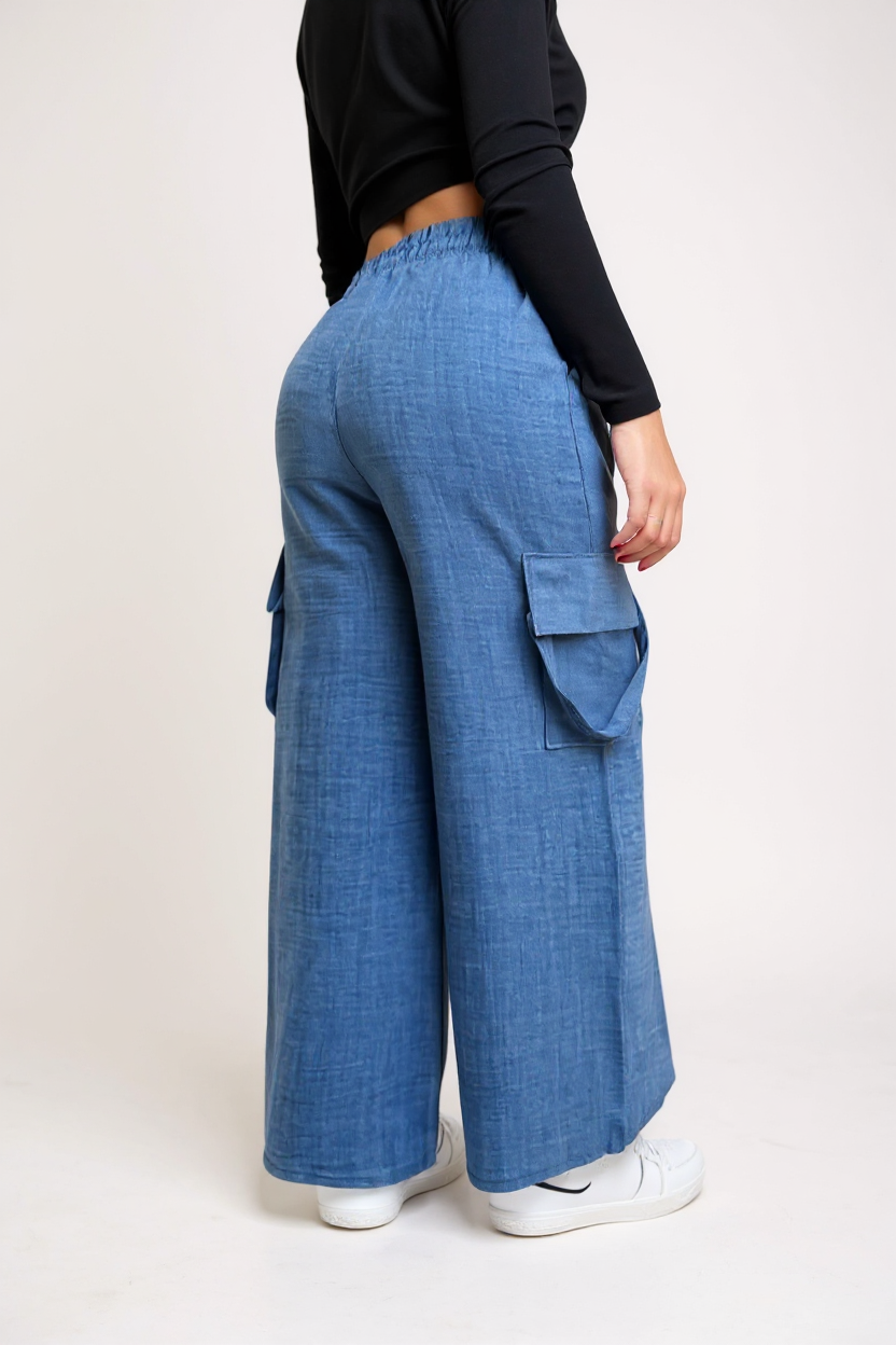 PANTALON TIPO CARGO TELA CREPÉ