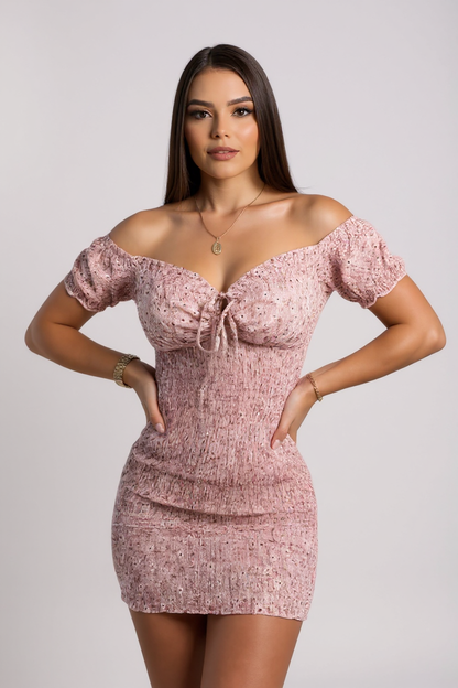 VESTIDO  ROSÉ ENRESORTADO